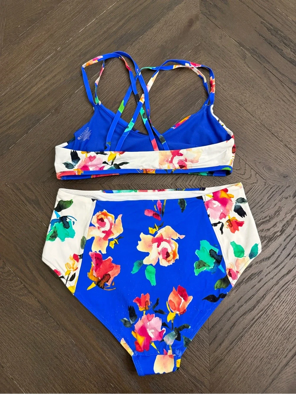 Athleta Blue Floral High-Waist Bikini Set
